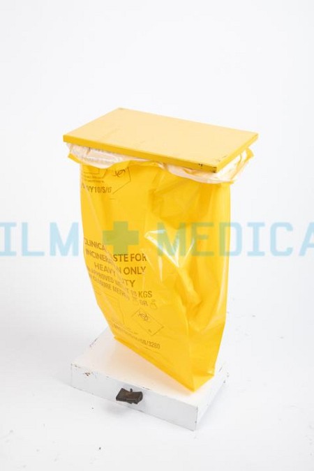 Hospital Waste Bin with Yellow Top and Yellow Bag